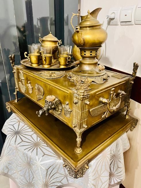 منقل سماور زغالی برنجی|کلکسیون اشیاء عتیقه|خرمآباد, |دیوار