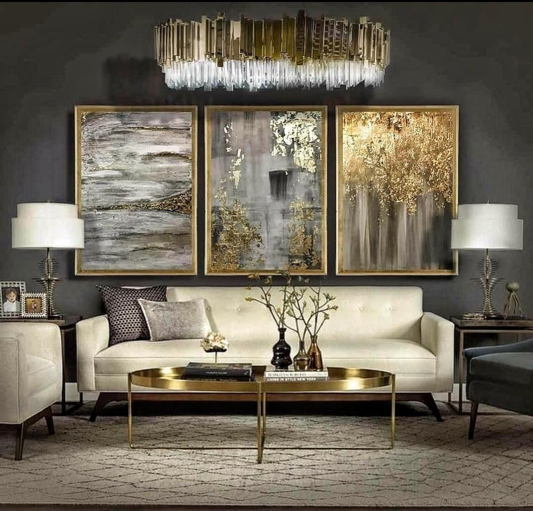 تابلو نقاشی سه تکه دکوراتیو *ورق طلا*|تابلو، نقاشی، عکس|تهران, عباس‌آباد|دیوار