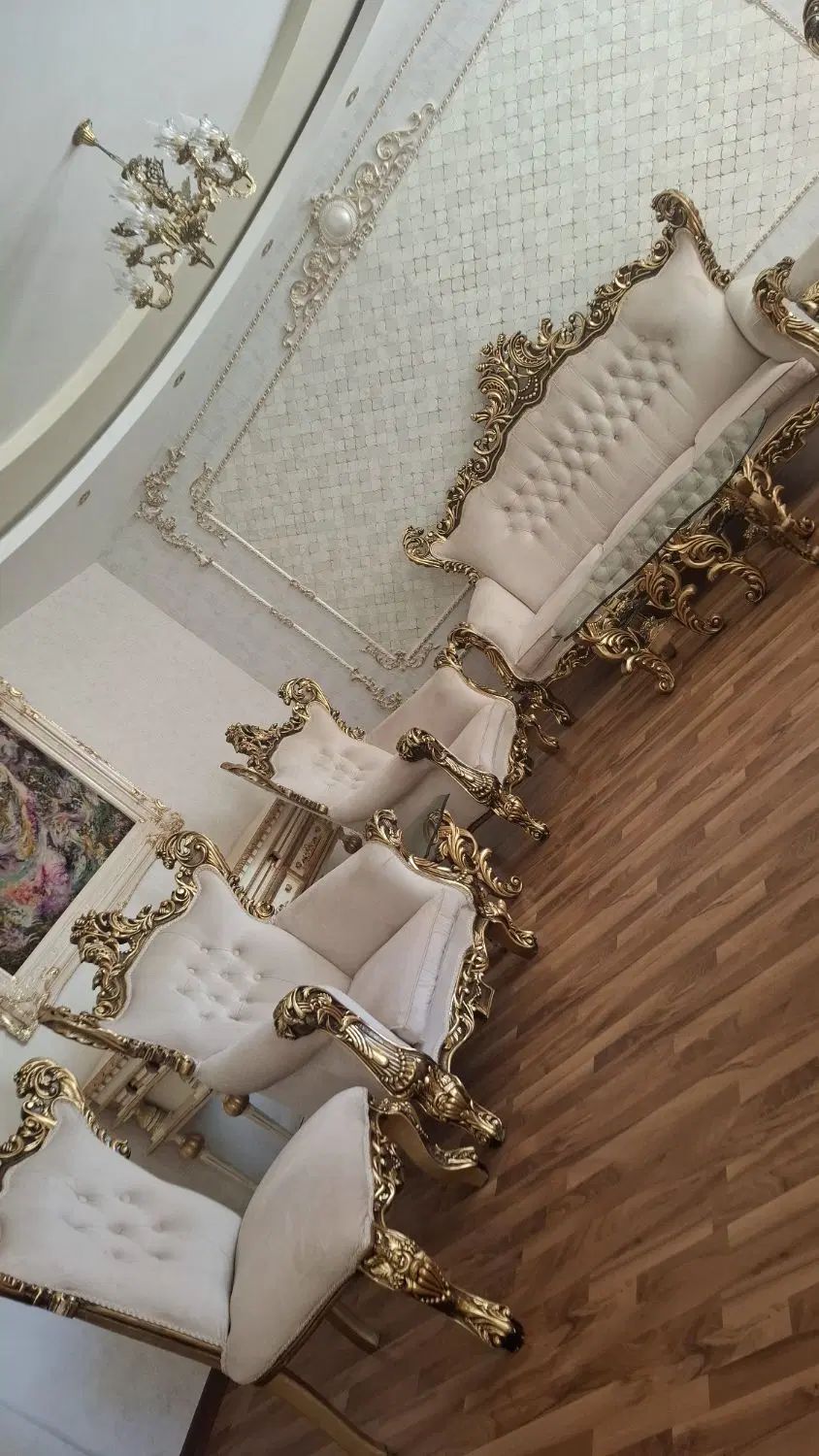 مبلمان سلطنتی ۹نفره با جلو مبلی و میز عسلی|مبلمان خانگی و میز عسلی|اردبیل, |دیوار