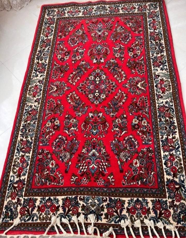 فرش دستباف پرده نیم رانروعسلی روفرشی|فرش|اراک, |دیوار