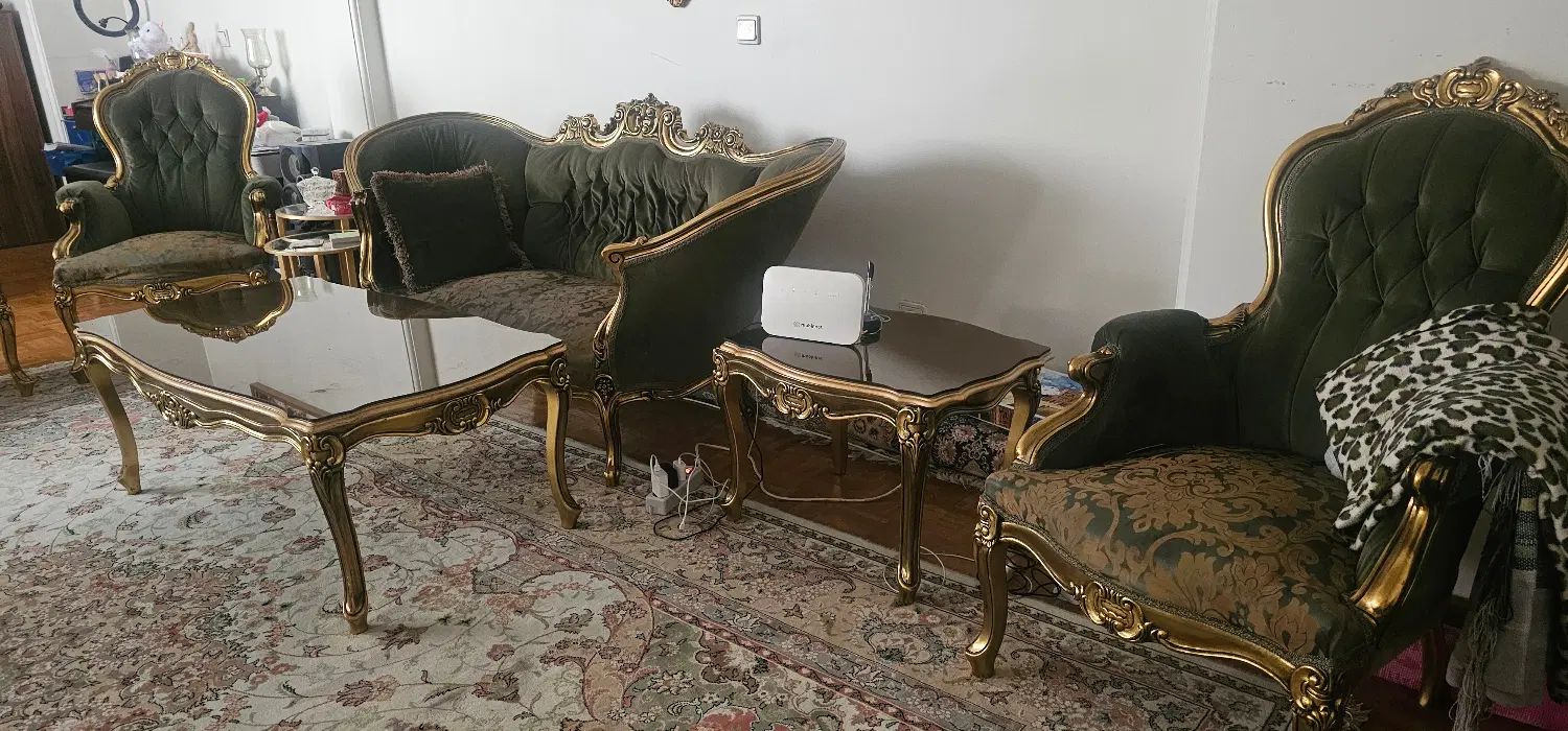 مبلمان کلاسیک استیل چوبی ۹نفره و جلو مبلی|مبلمان خانگی و میز عسلی|تهران, میرداماد|دیوار