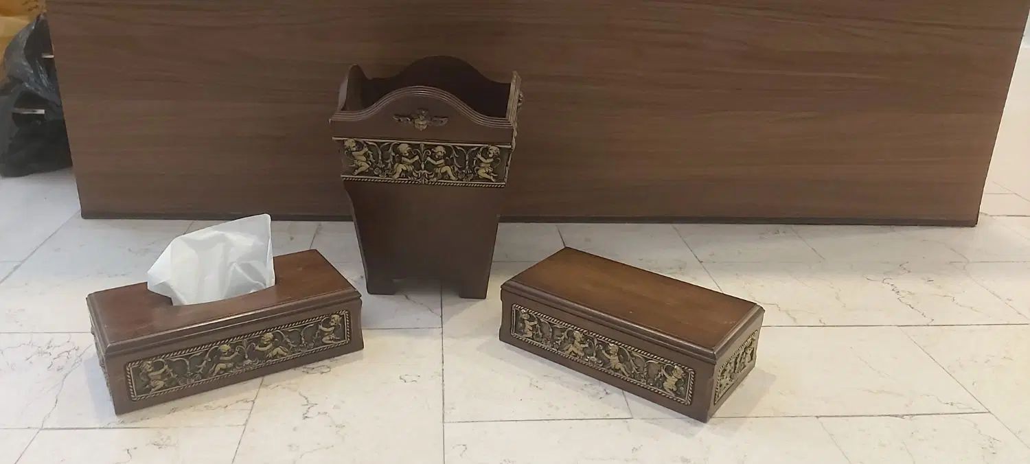 سطل و جا قاشقی و جا دستمال کاغذی|صنایع دستی و سایر لوازم تزئینی|اصفهان, باغ نگاره|دیوار