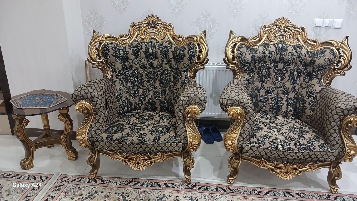 مبل استیل۹نفره  چوب طلایی باویتربن طلایی|مبلمان خانگی و میز عسلی|اصفهان, کوی امیریه|دیوار
