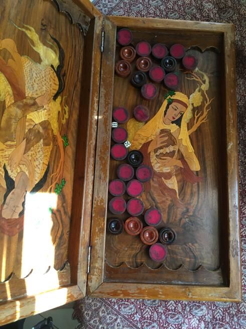 تخته نرد بکر چوب گردو قدیمی|کلکسیون و سرگرمی|ری, دیلمان|دیوار