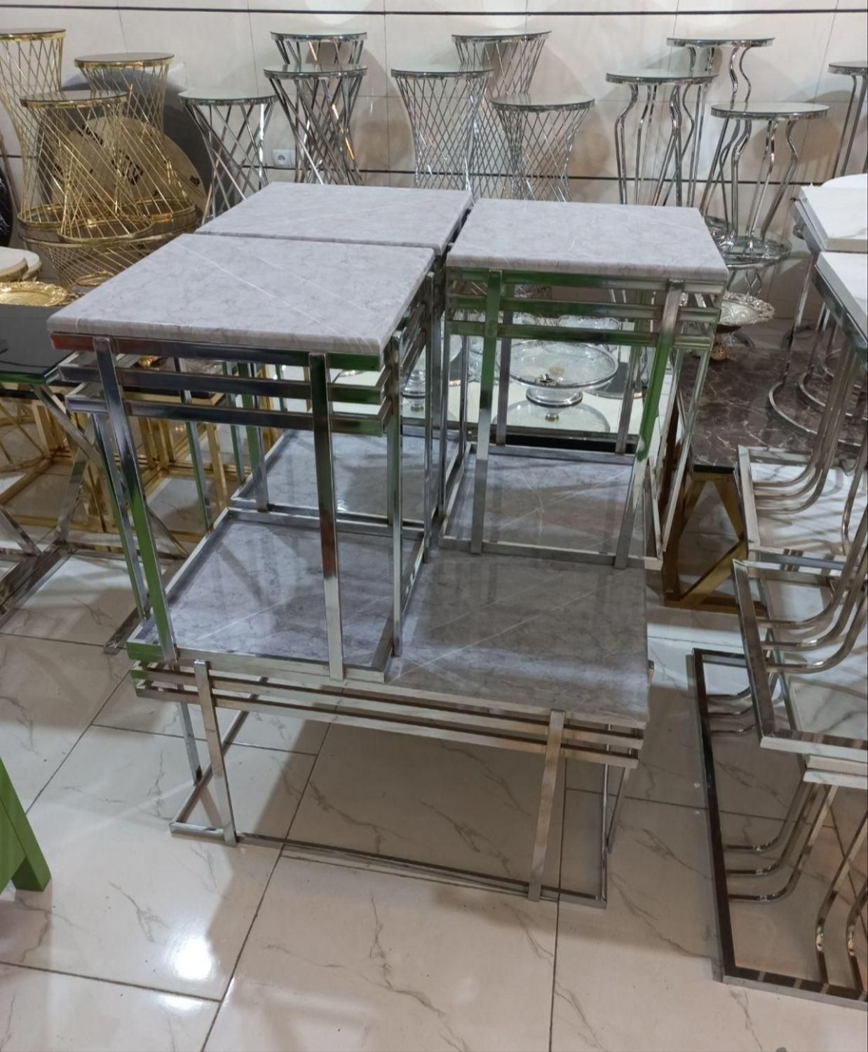 میز وسط و عسلی جلو مبلی فلزی استیل مدل آلمان|مبلمان خانگی و میز عسلی|آفتاب, |دیوار