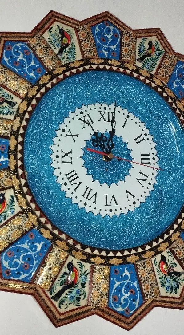 ساعت دیواری خاتم کاری و تابلو فرش دستباف|تابلو فرش|مشهد, حجت|دیوار