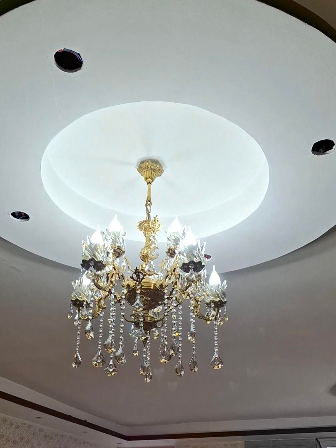 لوستر  برنز ده شاخه|لوستر و چراغ آویز|خرمآباد, |دیوار