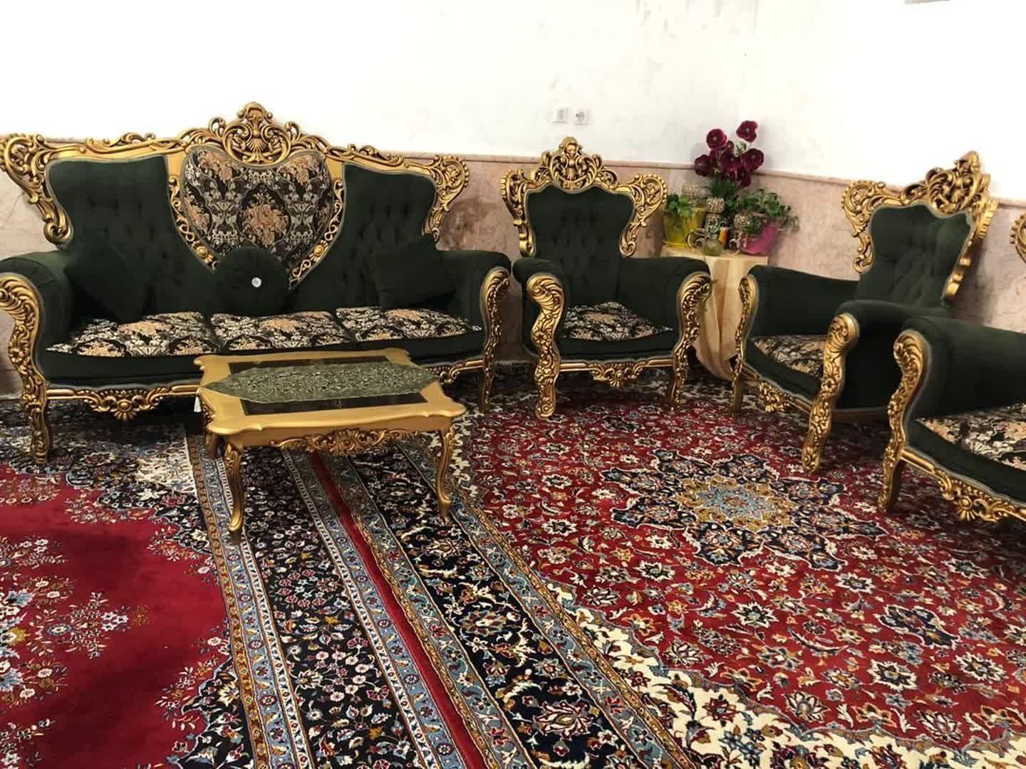مبل تمام منبتکاری (۹ نفره) به همرا جلو مبلی و عسلی|مبلمان خانگی و میز عسلی|مشهد, کشاورز|دیوار