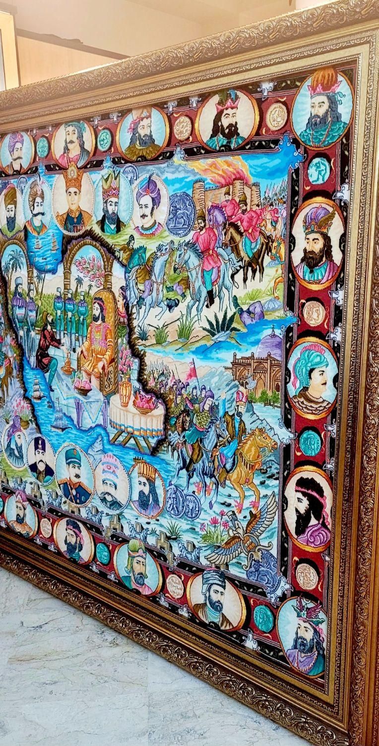 تابلو فرش دستباف شاهکار سلاطین ۲۲۵ در ۱۷۵ چهارمتری|تابلو فرش|تهران, پونک|دیوار