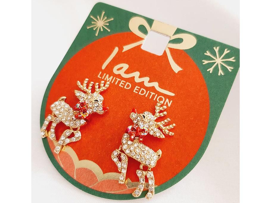 گوشواره آویز کوتاه گوزن نگینی طلایی|بدلیجات|زاهدان, |دیوار