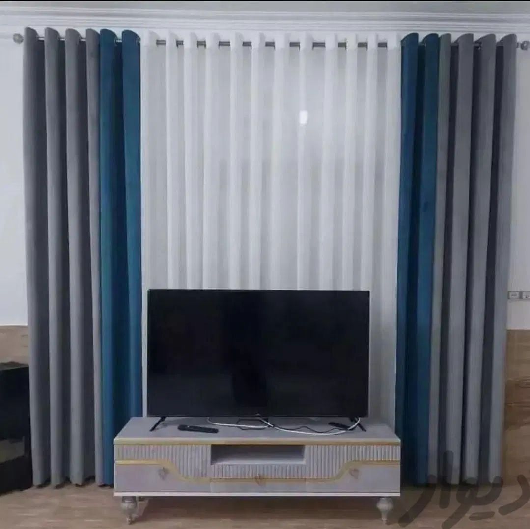 پرده حریر ساده پتینه با والان و نصاب میل پرده|پرده، رانر، رومیزی|رباطکریم, رباطکریم|دیوار