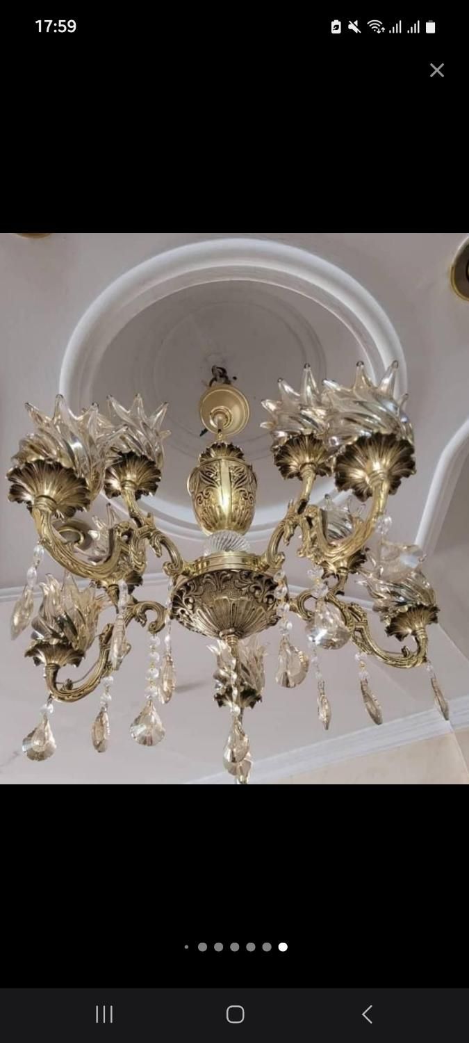 حراج لوستر های کاملا برنز با لاله و آویز زیبا|لوستر و چراغ آویز|سنندج, |دیوار