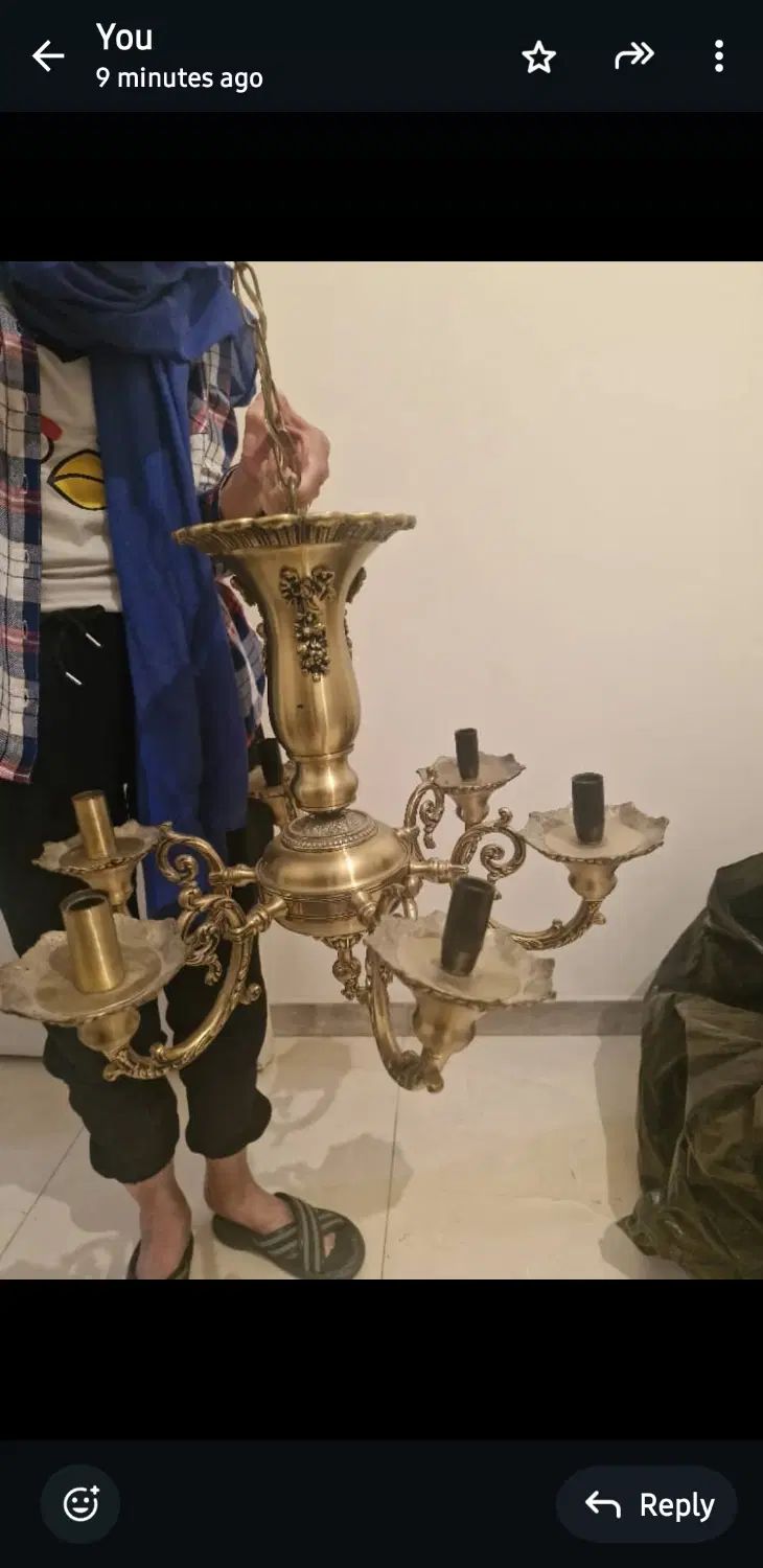 ۲ عدد لوستر برنز ۶ شاخه همراه با ۲ عدد دیوارکوب|لوستر و چراغ آویز|تهران, بهجت‌آباد|دیوار