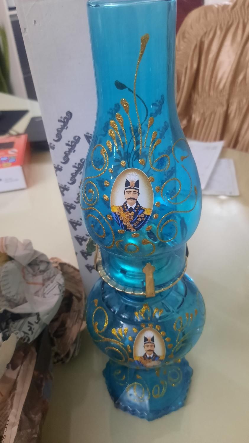 چراغ لاله تزیینی شاه عباسی یک جفت آبی|صنایع دستی و سایر لوازم تزئینی|تهران, جنت‌آباد جنوبی|دیوار