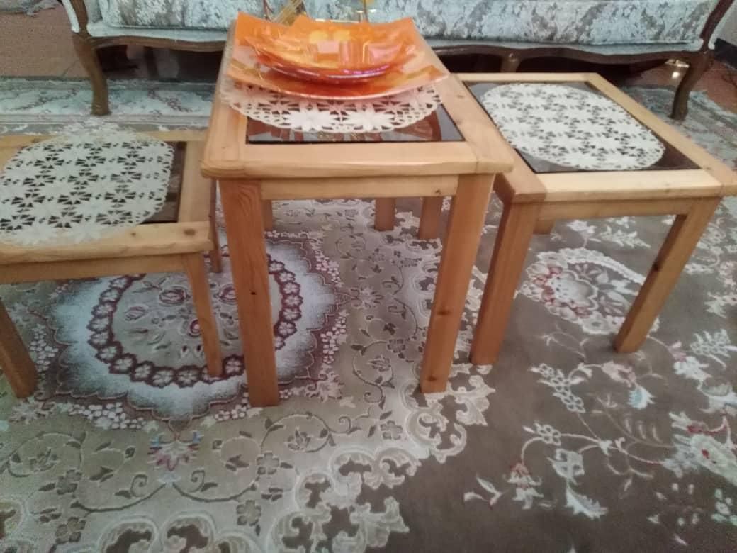 میز عسلی سه تیکه چوب نراد سالم|مبلمان خانگی و میز عسلی|لاهیجان, لاشیدان|دیوار