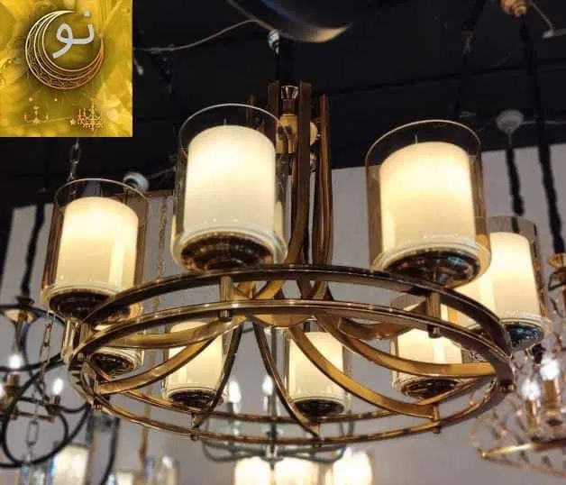 لوستر لهستانی مدل عصایی دو رینگ آبکاری طلایی مات|لوستر و چراغ آویز|تهران, اختیاریه|دیوار