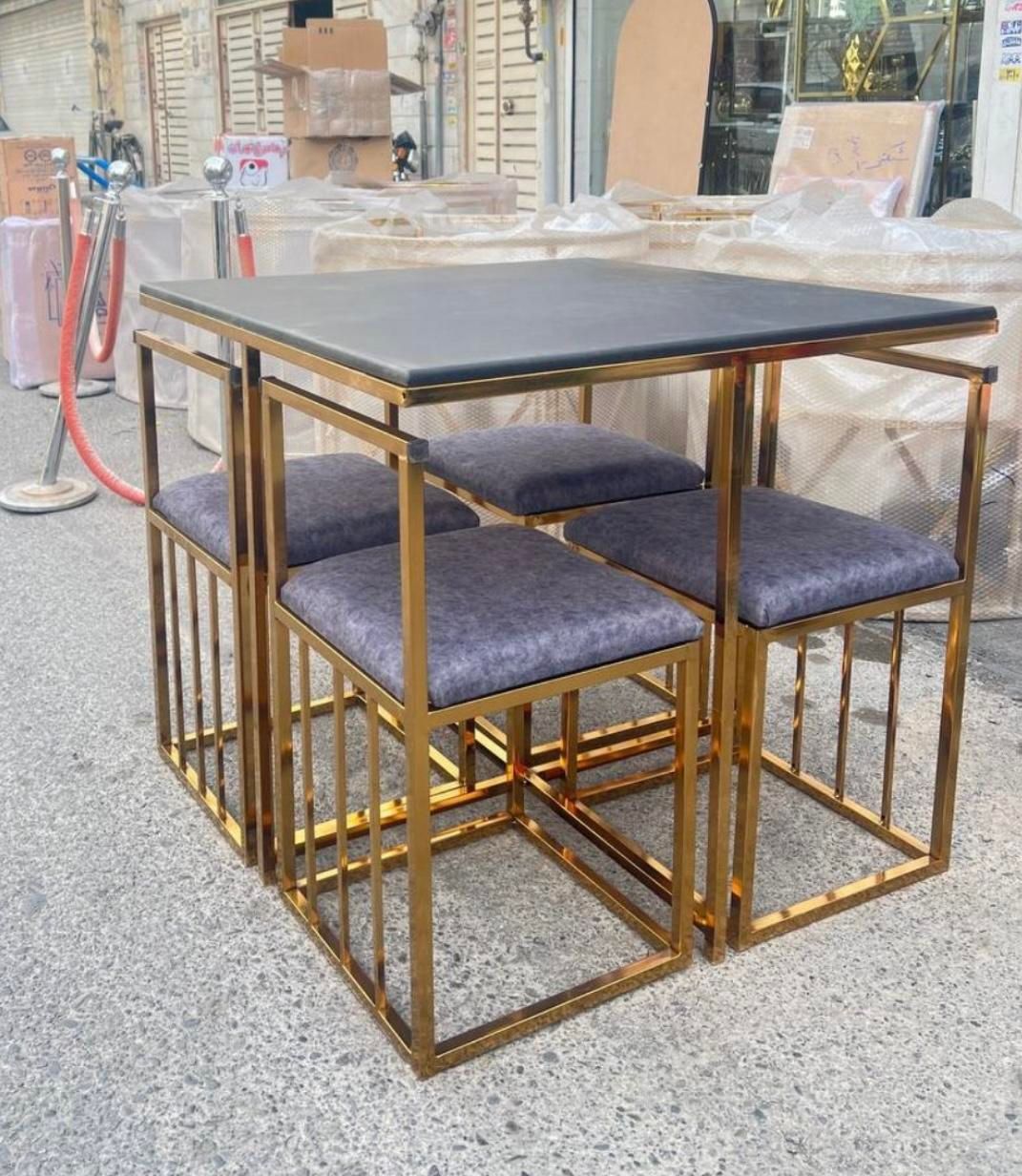 میز غذا خوری نهار خوری مربع فلزی ۴ چهار نفره کمجا|میز و صندلی غذاخوری|آفتاب, |دیوار