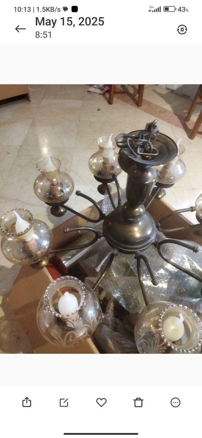 لوستر ۸شاخه دو عدد به همراه دیوارکوب|لوستر و چراغ آویز|تهران, سعادت‌آباد|دیوار