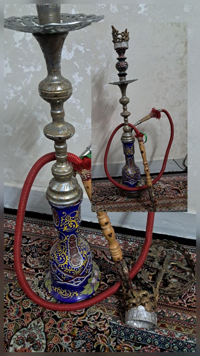 قلیان تنه برنز حکاکی شده (معاوضه)|کلکسیون و سرگرمی|ری, |دیوار