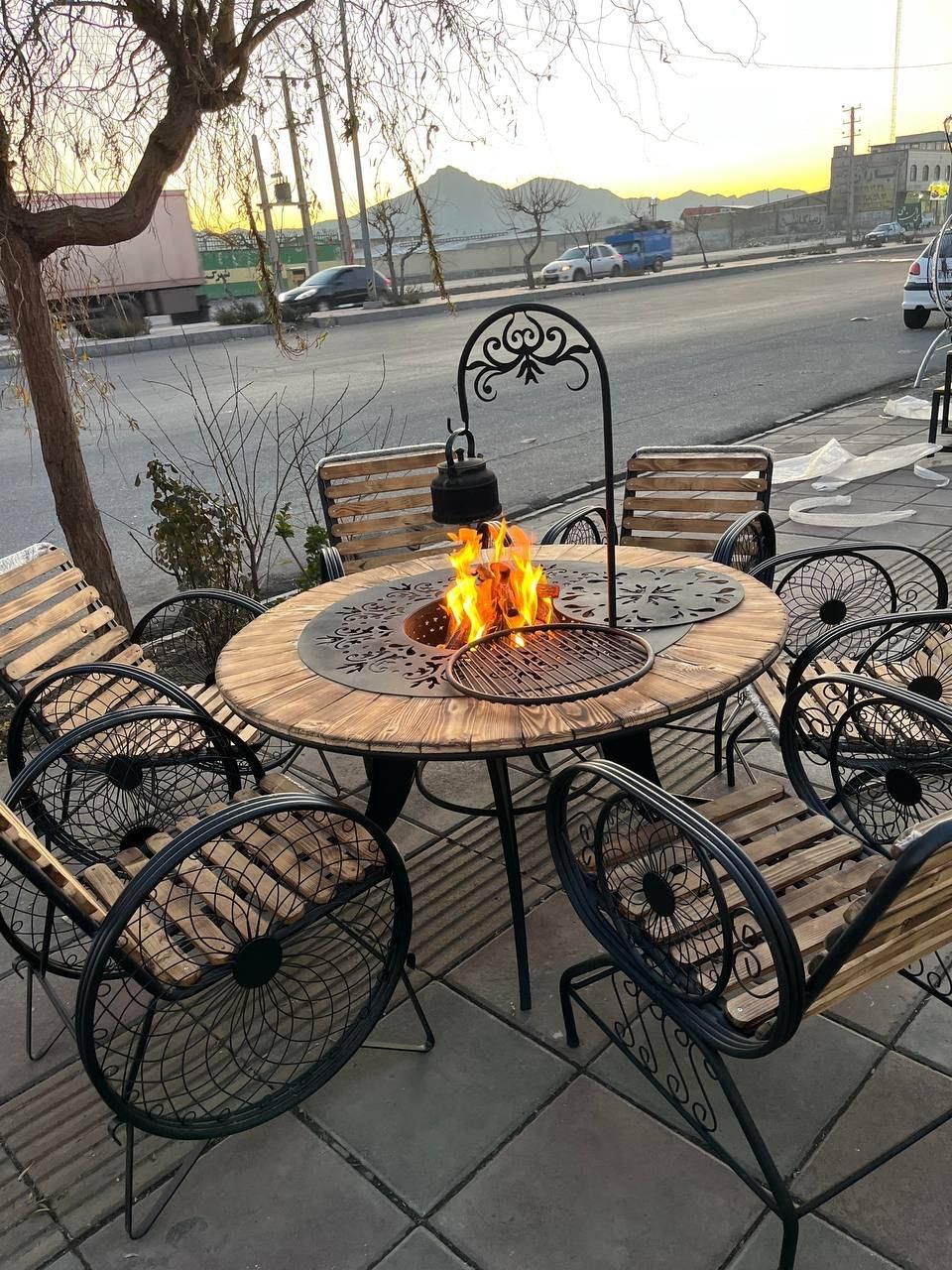 صندلی چوبی خورشیدی /گلبرگ و آتشدان دایره دور چوب|صندلی و نیمکت|تهران, حکیمیه|دیوار