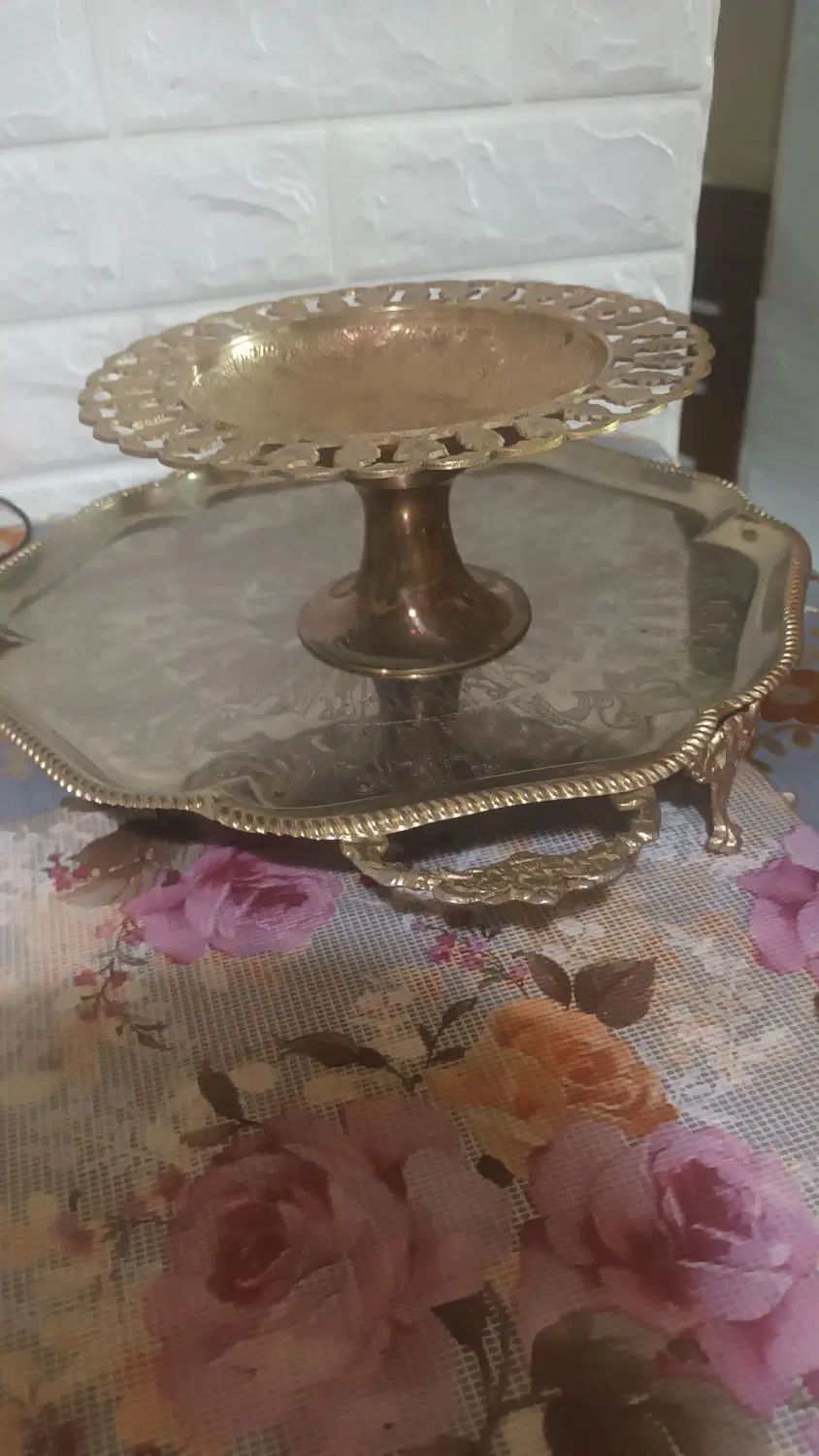 سینیه‌پایه‌دار‌وشکلات‌خوری‌برنجی‌قدمتدار|کلکسیون اشیاء عتیقه|تهران, بریانک|دیوار