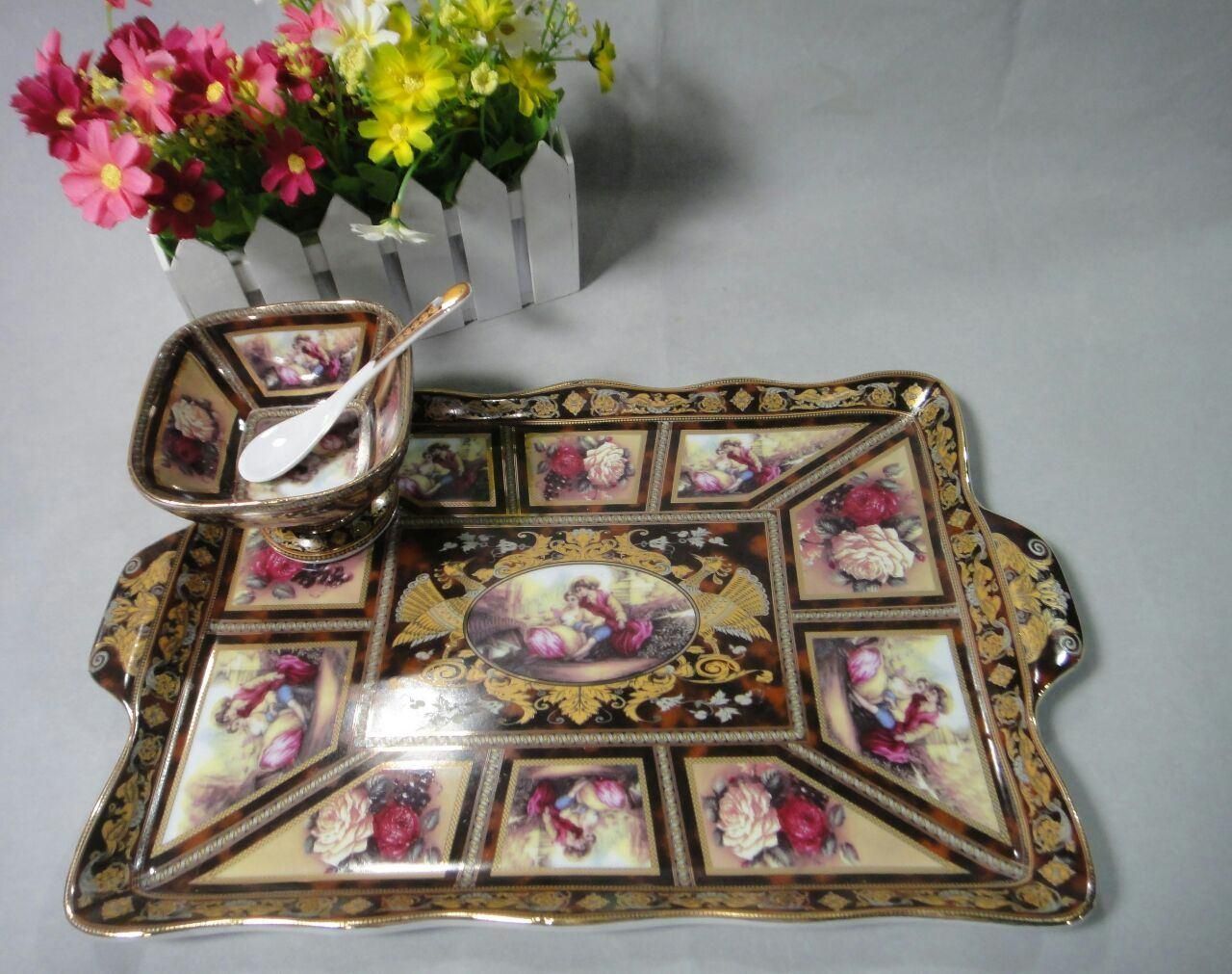 ظرف سینی پیاله قاشق بستنی خوری لمونژ دکوری قهوه ای|ظروف سرو و پذیرایی|مشهد, کوشش|دیوار