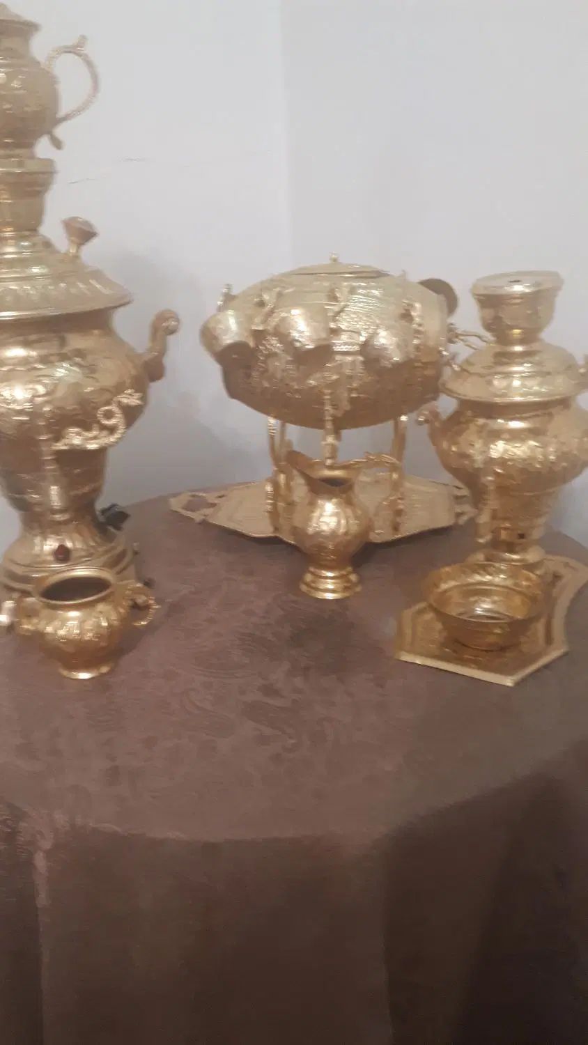 سماور برقی مسی به همراه سماور کوچک و شربت خوری|سماور، چای‌ساز، قهوه‌ساز|تهران, پونک|دیوار
