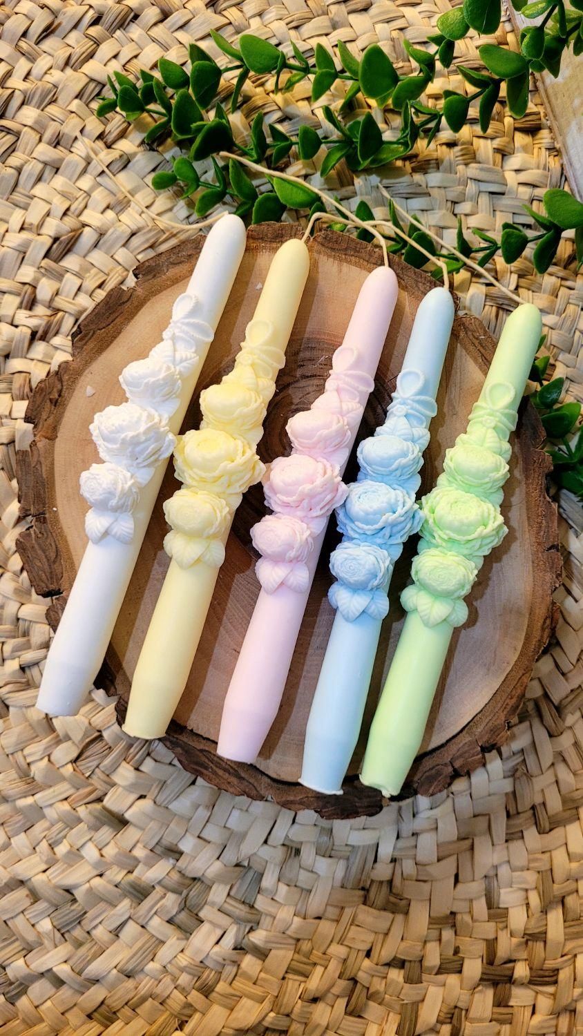 شمع قلمی طرح گل رز برجسته|صنایع دستی و سایر لوازم تزئینی|تهران, وحیدیه|دیوار