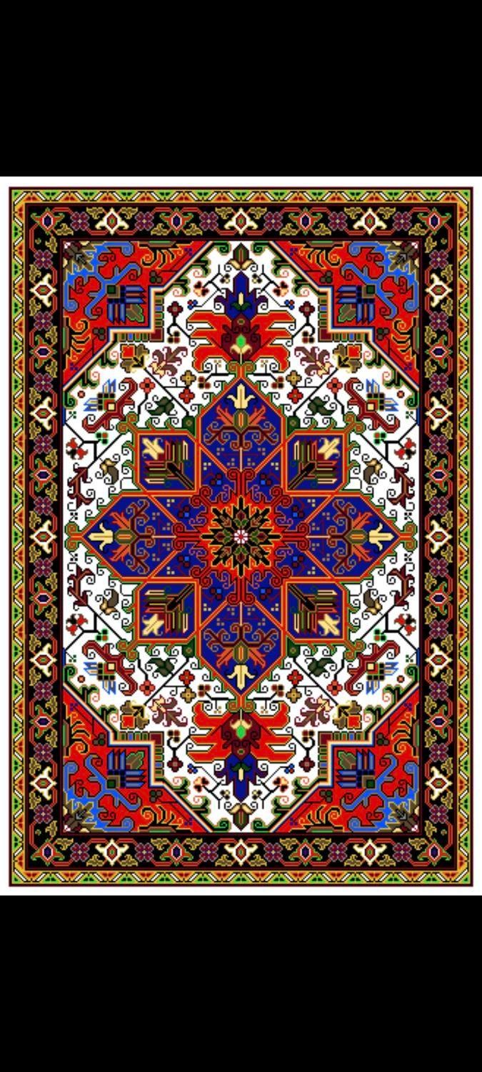 زیرپایی با دار قالی نقشه سنتی و عددی|تابلو فرش|قم, سراجه (۱۵ خرداد)|دیوار