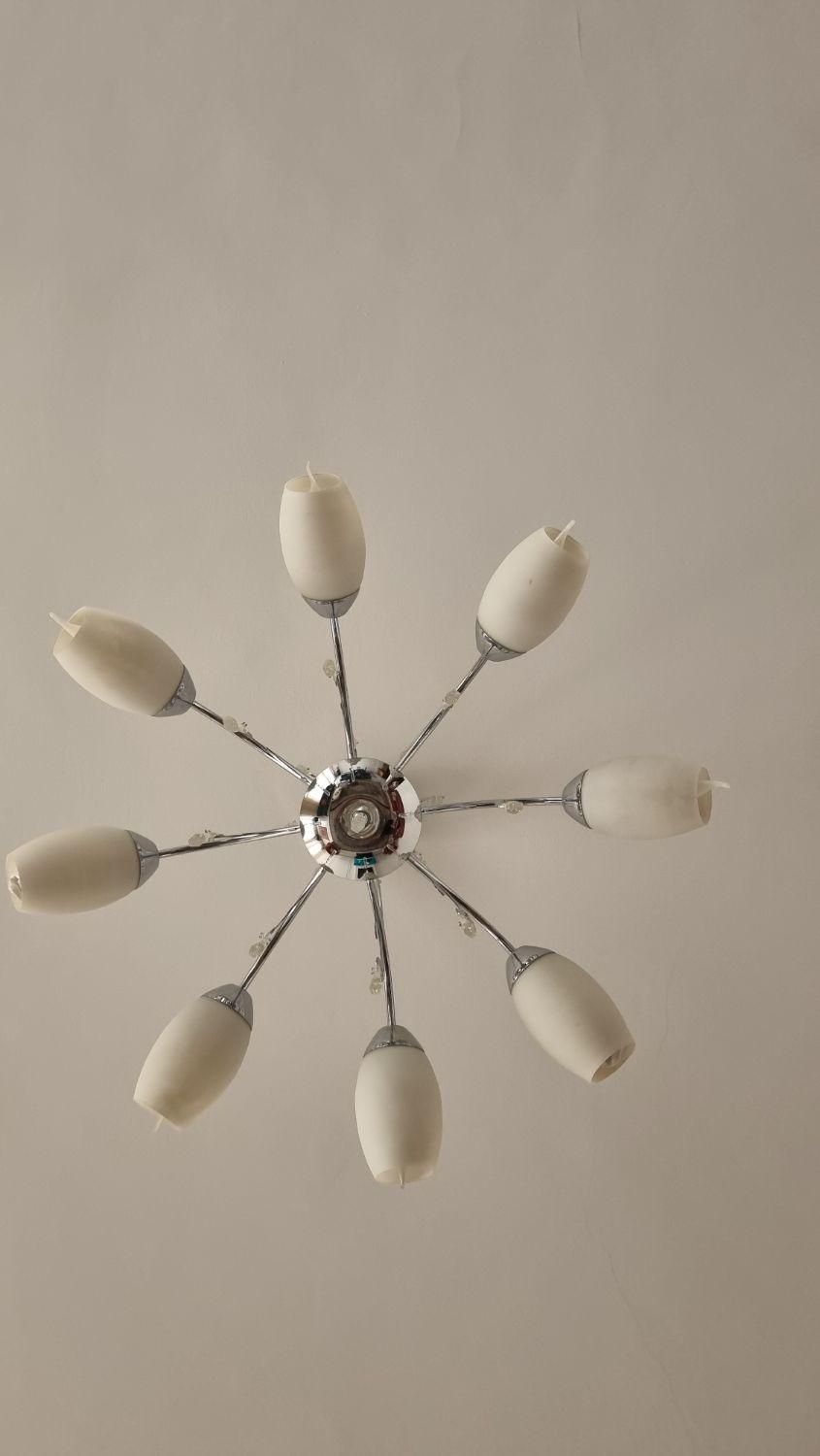 لوستر ۸ شاخه کرومیک سفید|لوستر و چراغ آویز|مشهد, شریف|دیوار