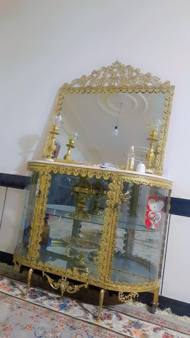 آیینه بوفه برنزی|بوفه، ویترین، کنسول|الشتر, |دیوار