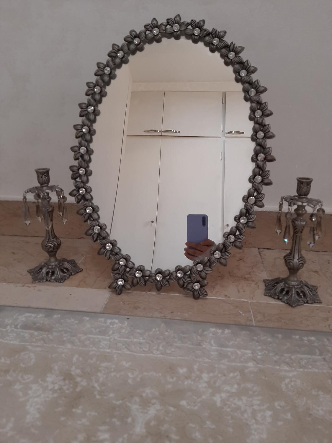 آینه شمعدان برنزی در حد نو|صنایع دستی و سایر لوازم تزئینی|تهران, آشتیانی|دیوار