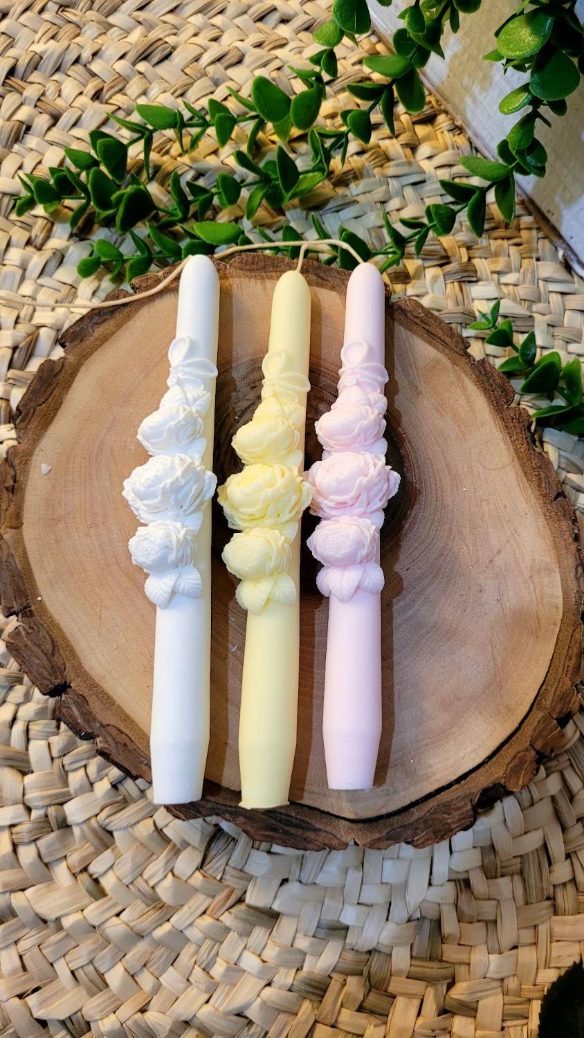 شمع قلمی طرح گل رز برجسته|صنایع دستی و سایر لوازم تزئینی|تهران, وحیدیه|دیوار