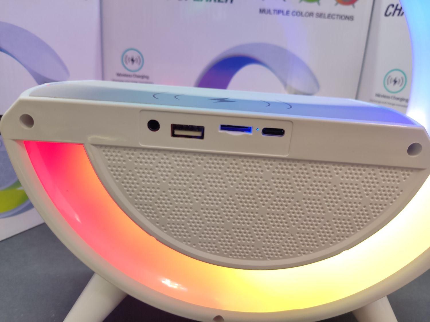 اسپیکر بلوتوثی RGB با شارژر وایرلس طرح G|پخش‌کننده همراه|زاهدان, |دیوار