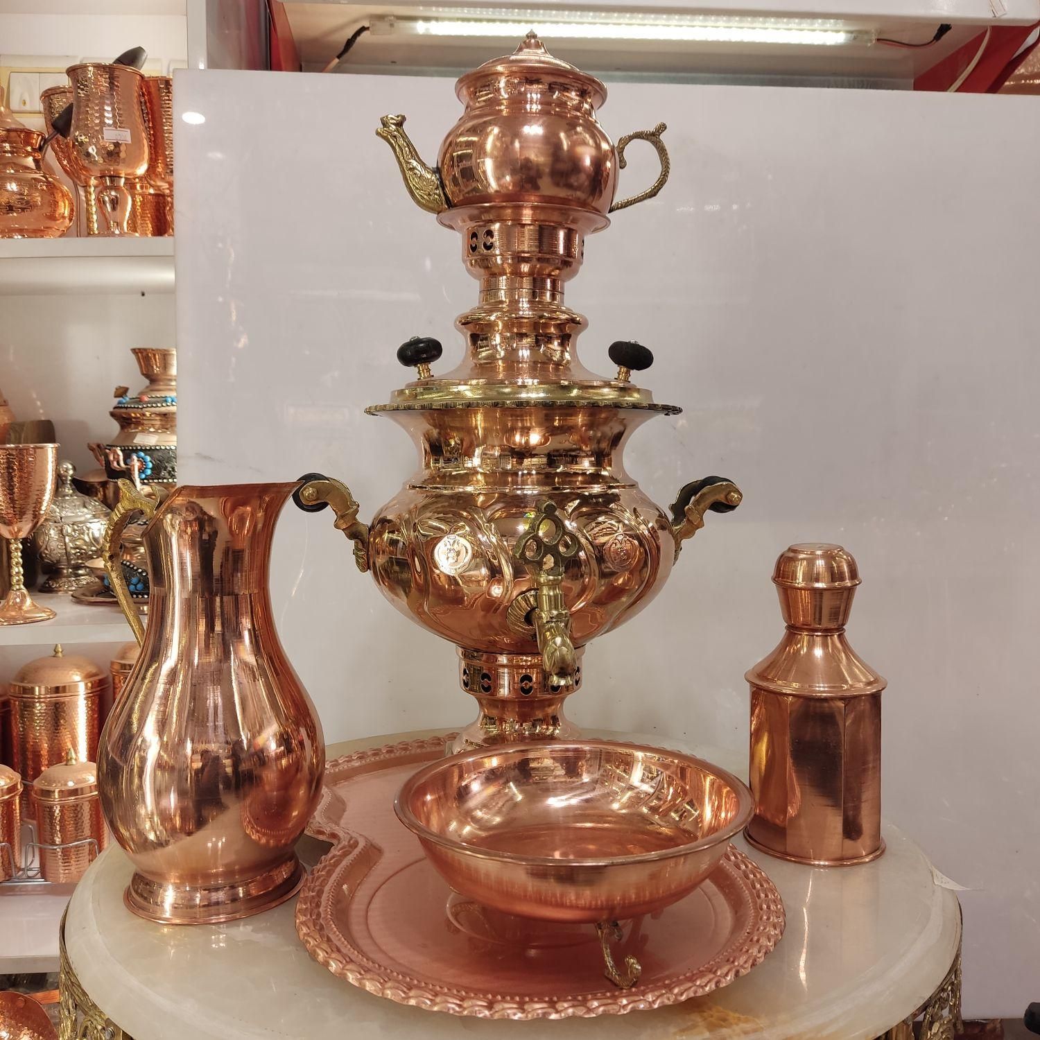 سماور/سماور مسی/همراه سرویس/لوکس/تولیدی کویر مس|قوری، کتری، قهوهساز دستی|یزد, |دیوار