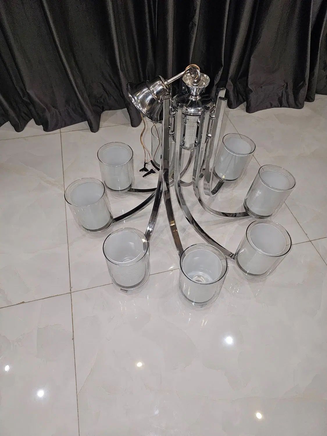 لوستر ۸ شاخه استیل نو|لوستر و چراغ آویز|اصفهان, فیض|دیوار