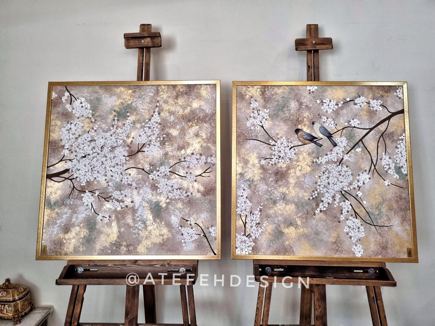 تابلو نقاشی برجسته *طرح شکوفه های سفید*|تابلو، نقاشی، عکس|تهران, عباس‌آباد|دیوار