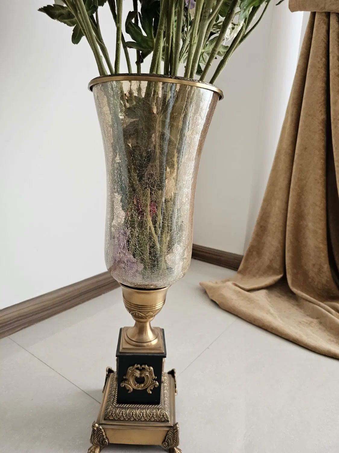 گل مصنوعی شب بو گلد کیش  گلدان ترکی پایه برنجی|گل مصنوعی|کرج, گوهردشت|دیوار