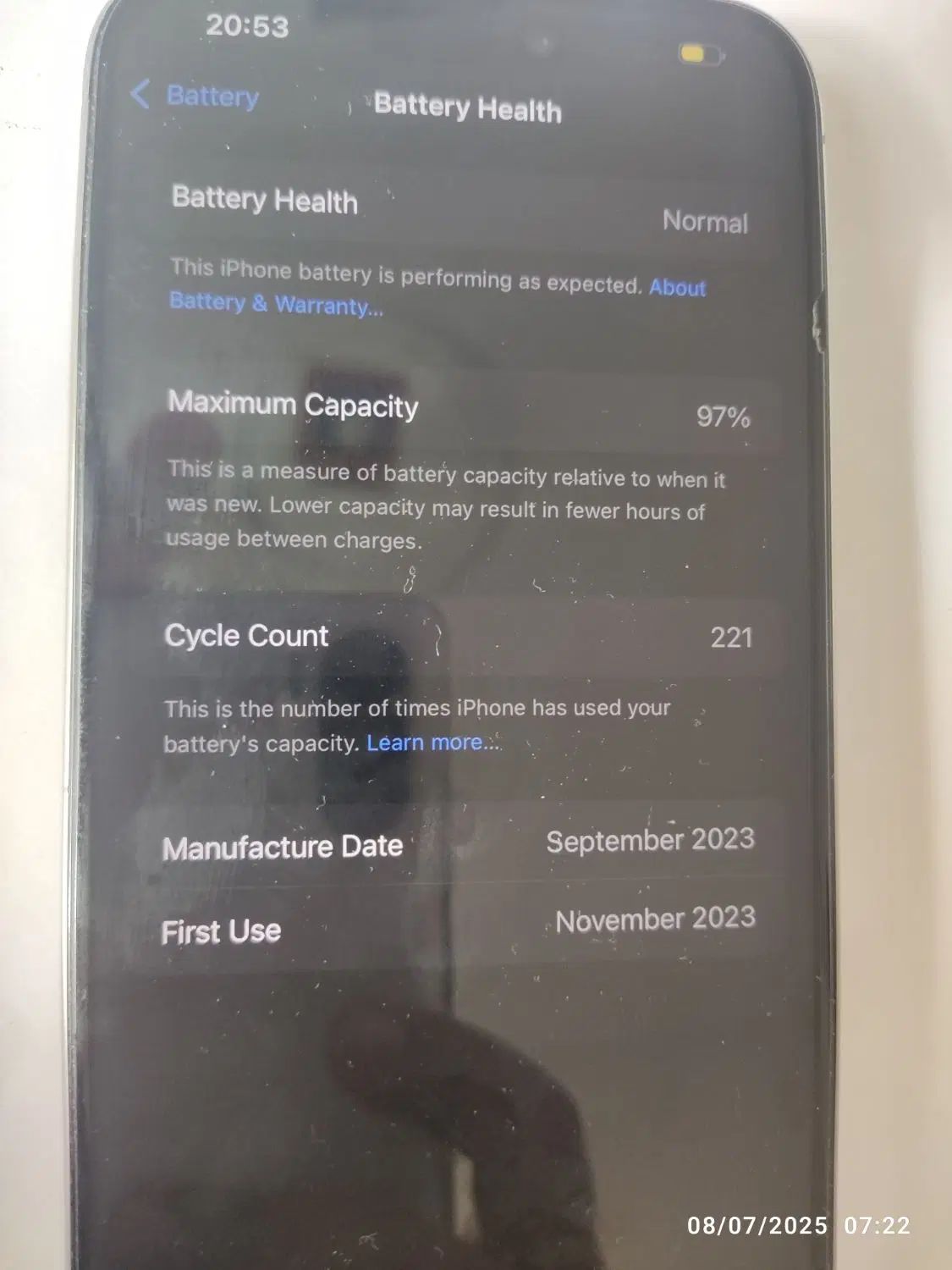 iphone15promaxسلامت باتری96|موبایل|تهران, لویزان|دیوار