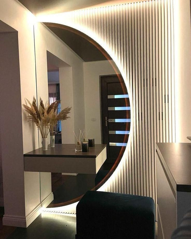 آینه نیم دایره بک لایت|آینه|همدان, |دیوار