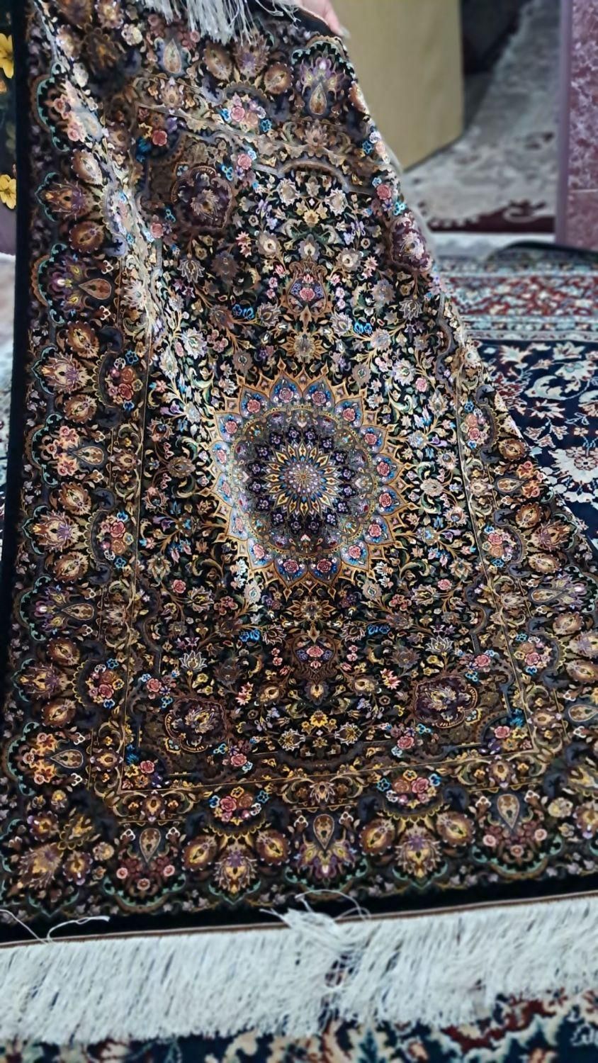 فرش دستباف 26 رنگ تمام ابریشم لچک ترنج قم|فرش|نظرآباد, نظرآباد|دیوار