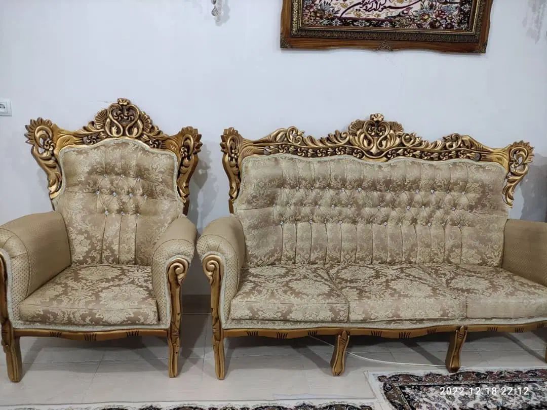 مبل سلطنتی نه نفره با ست نهار خوری چهار نفره|مبلمان خانگی و میز عسلی|دیواندره, |دیوار