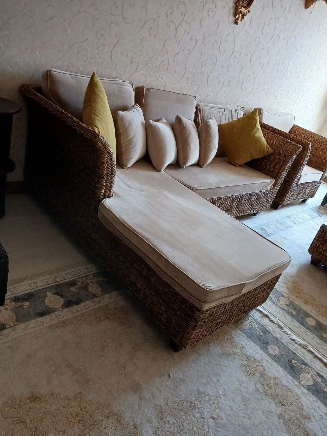 مبل ال خارجی ترند مینمال برند تمام چوب حصیری بامبو|مبلمان خانگی و میز عسلی|تهران, چیتگر شمالی|دیوار
