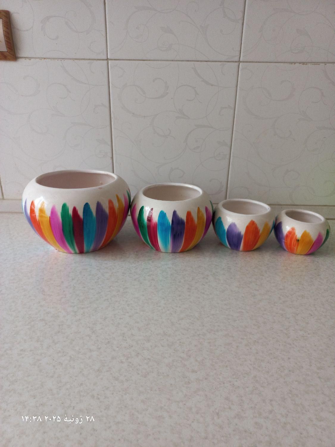 گلدان سفالی هفت رنگ|گل و گیاه طبیعی|مشگین شهر, |دیوار