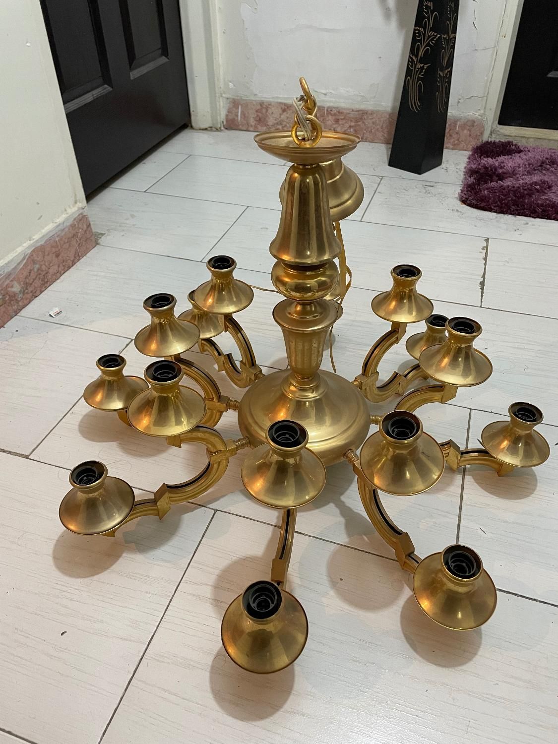 ۴عددلوستر۸ شاخه۱۶شعله برنجی آب طلاو‌۱عد‌د۶شاخه|لوستر و چراغ آویز|تهران, شهرک آپادانا|دیوار