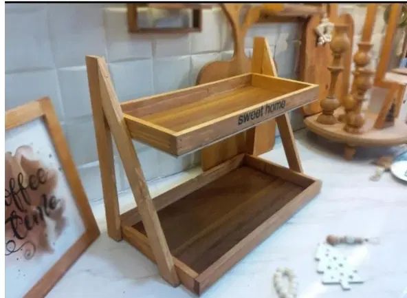 استند دوطبقه چوبی ماگ پاسماوری و روغن ریز|آب‌چکان و نظم‌دهنده ظروف|مشهد, سپاد|دیوار