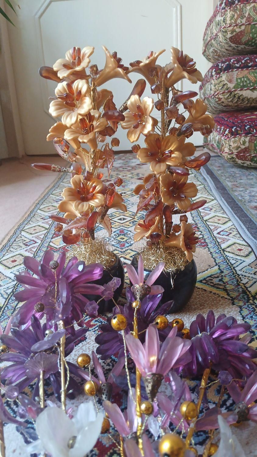 دوعدد گل کریستالی و۹ شاخه گل|گل مصنوعی|سنندج, |دیوار