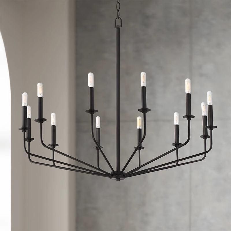 لوستر مدرن مارال ۱۲ شاخه مشکی متال|لوستر و چراغ آویز|تهران, نیروی هوایی (پیروزی)|دیوار