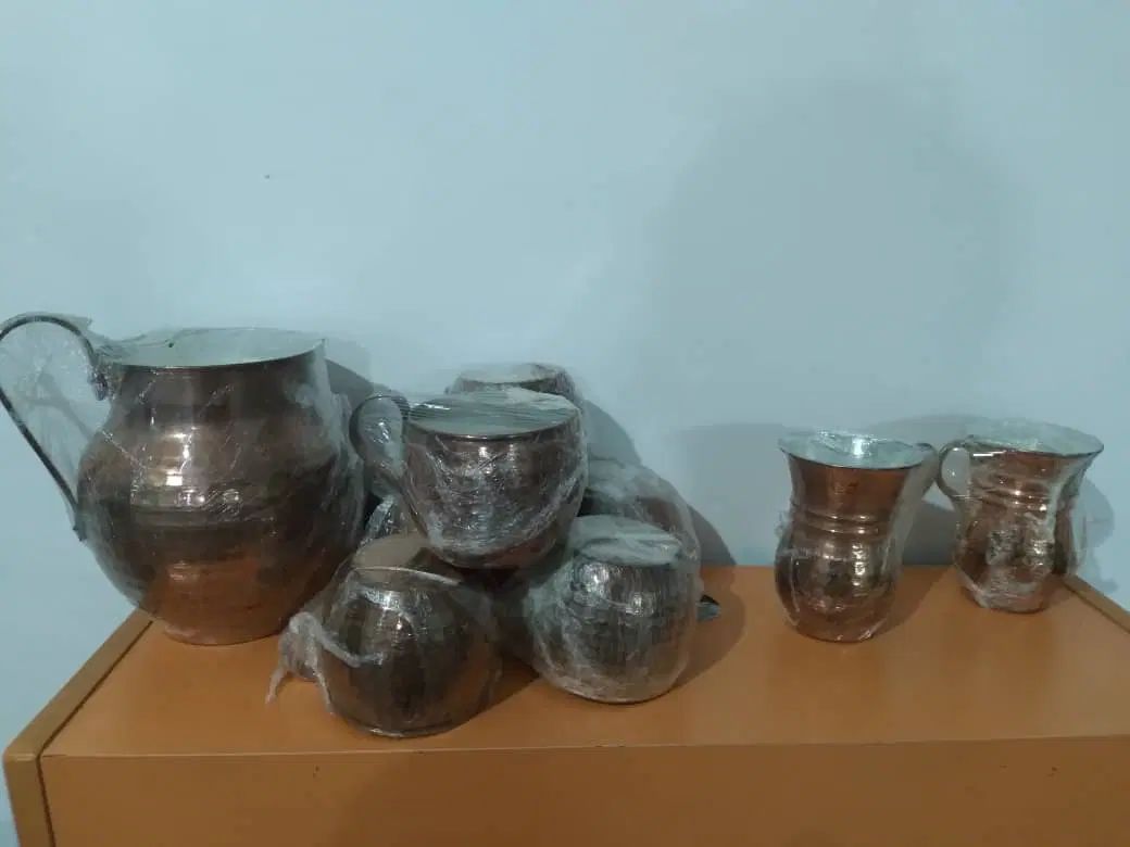 پارچ و فنجان ولیوان مسی شیرین‌خوری ثناترکیه|صنایع دستی و سایر لوازم تزئینی|اصفهان, بهارستان|دیوار