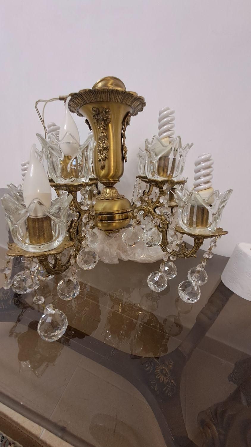 لوستر ۱۰شعله برنجی اصل.|لوستر و چراغ آویز|قزوین, |دیوار